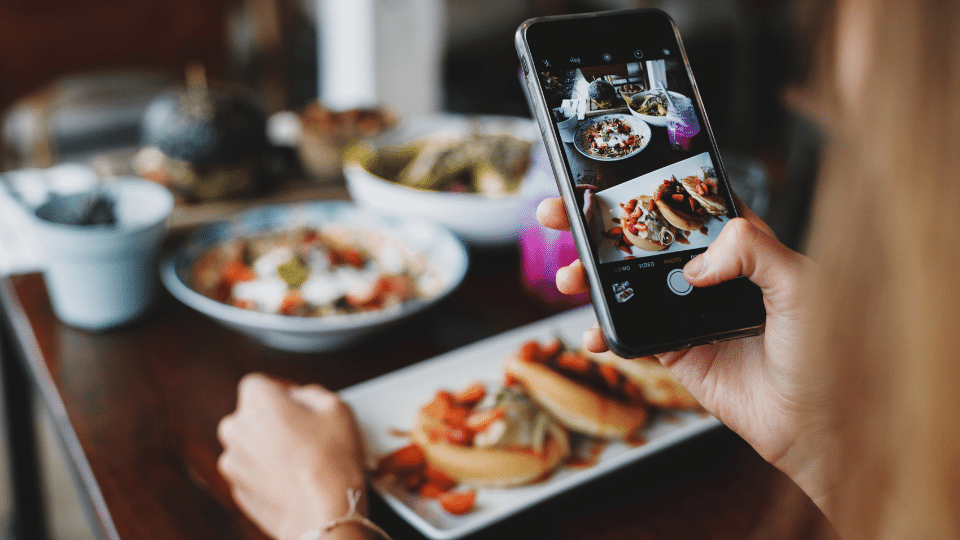 Taking pictures of food on a phone